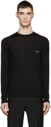 GIVENCHY Black Wool Logo Patch Sweater
