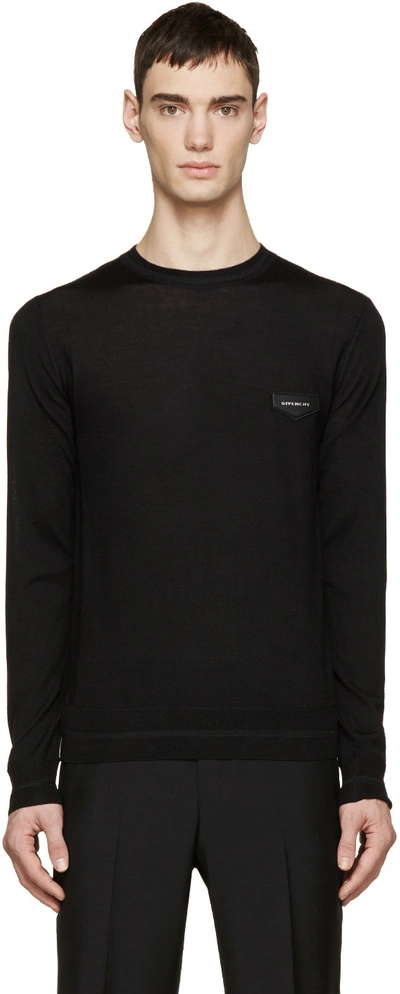 Shop Givenchy Black Wool Logo Patch Sweater