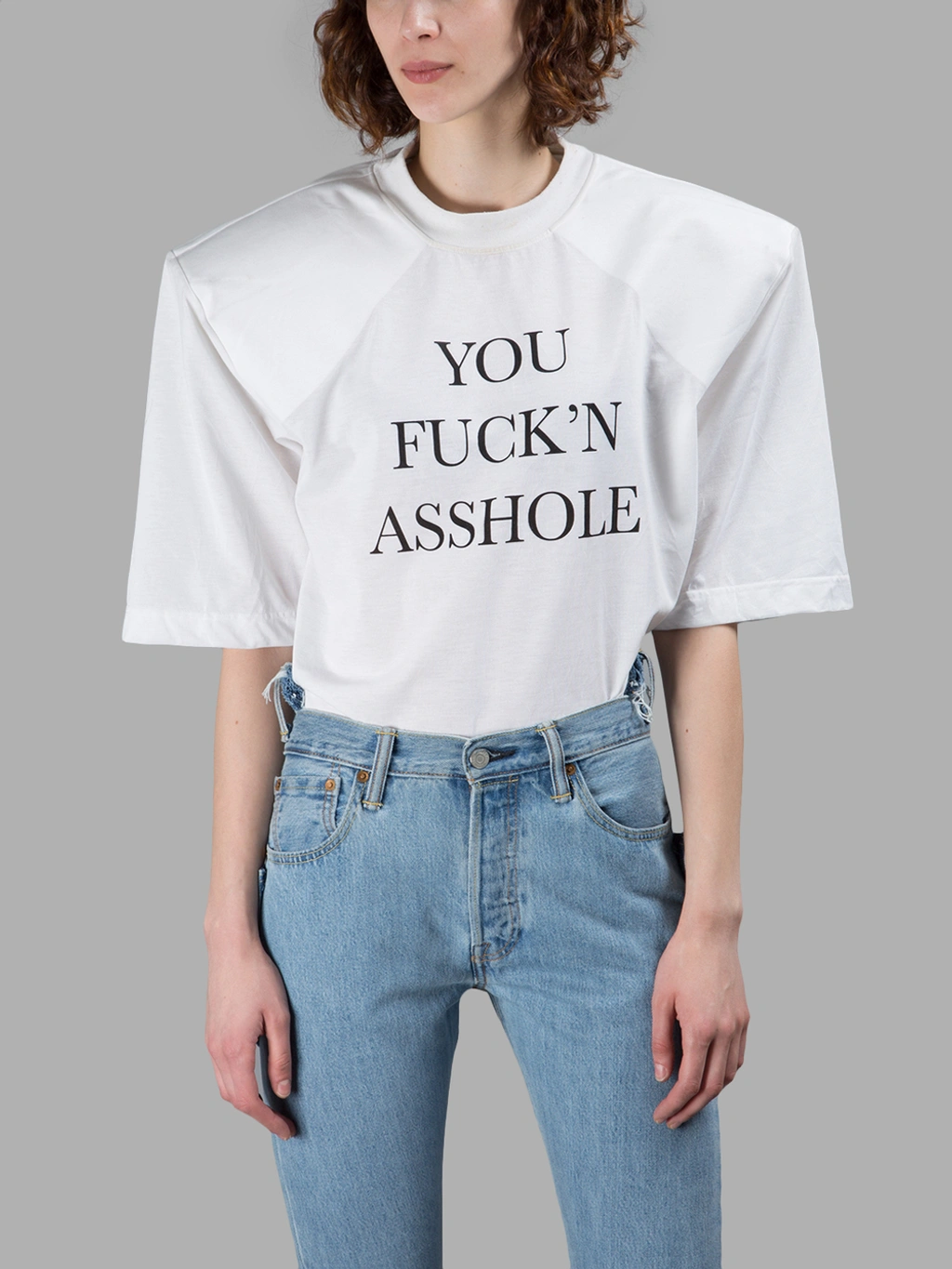 VETEMENTS YOU FUCK'N ASSHOLE Tシャツ 黒 Vetements AW16 You Fuck'n Asshole Shoulder padded T-shirt SZ