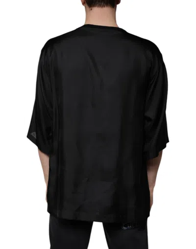 Dolce & Gabbana Black Cotton Square Neck Short Sleeve Men's T-shirt In Black