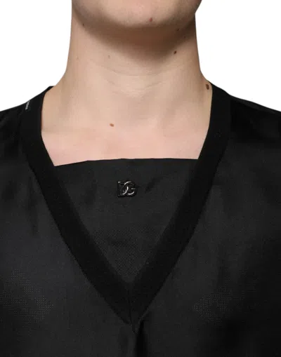 Dolce & Gabbana Black Cotton Square Neck Short Sleeve Men's T-shirt In Black