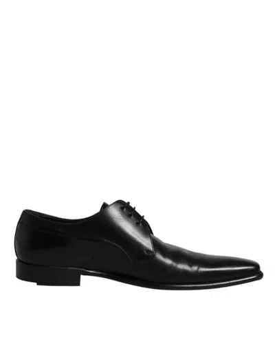 Pre-owned Dolce & Gabbana Black Leather Derby Men Formal Dress Men's Shoes ()
