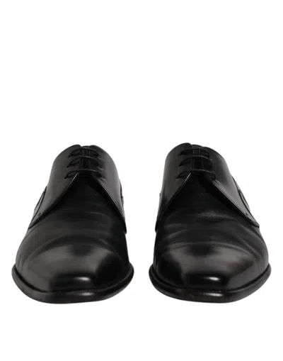 Pre-owned Dolce & Gabbana Black Leather Derby Men Formal Dress Men's Shoes ()