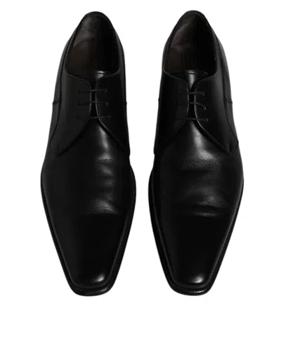 Pre-owned Dolce & Gabbana Black Leather Derby Men Formal Dress Men's Shoes ()