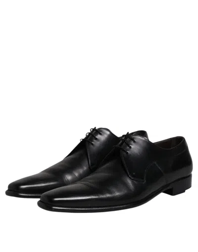 Pre-owned Dolce & Gabbana Black Leather Derby Men Formal Dress Men's Shoes ()