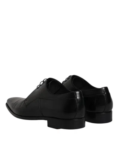 Pre-owned Dolce & Gabbana Black Leather Derby Men Formal Dress Men's Shoes ()