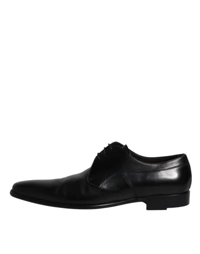 Pre-owned Dolce & Gabbana Black Leather Derby Men Formal Dress Men's Shoes ()
