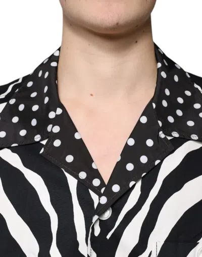 Dolce & Gabbana Black White Zebra Button Down Oversize Shirt In Black And White