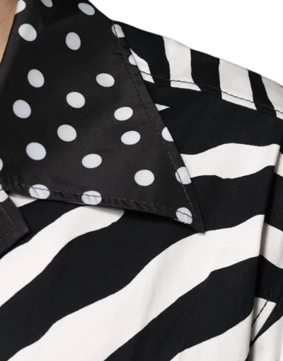 Dolce & Gabbana Black White Zebra Button Down Oversize Shirt In Black And White