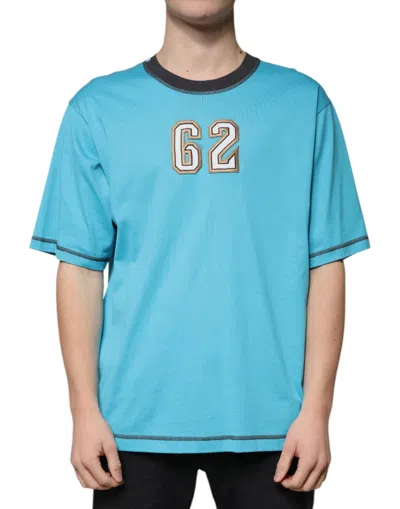 Dolce & Gabbana Blue Logo Crew Neck Short Sleeves T-shirt In Blue