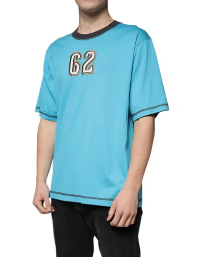 Dolce & Gabbana Blue Logo Crew Neck Short Sleeves T-shirt In Blue