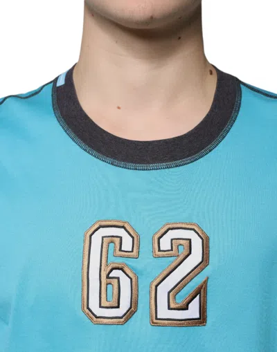 Dolce & Gabbana Blue Logo Crew Neck Short Sleeves T-shirt In Blue