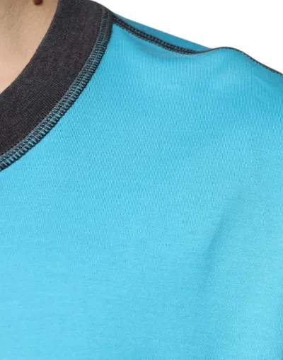 Dolce & Gabbana Blue Logo Crew Neck Short Sleeves T-shirt In Blue