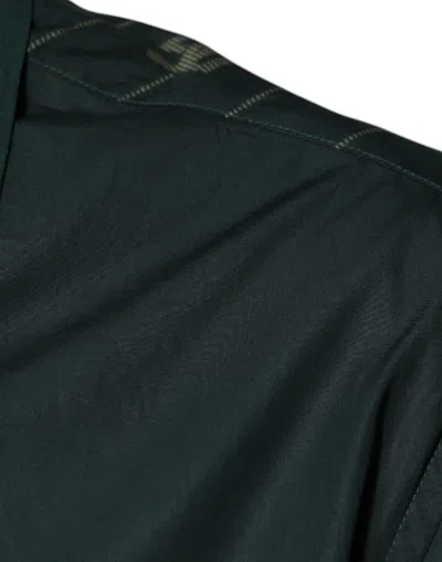 Dolce & Gabbana Green Logo Long Sleeve Martini Casual Shirt In Dark Green