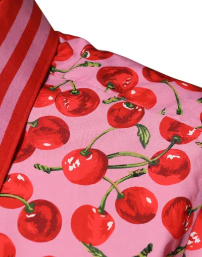 Dolce & Gabbana Pink Cherry Cotton Formal Martini Dress Shirt In Pink