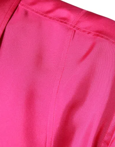 Dolce & Gabbana Pink Silk Collared Button Down Men Shirt In Pink