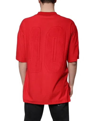 Dolce & Gabbana Red Cotton V-neck Short Sleeves T-shirt In Red