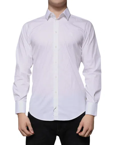 Pre-owned Dolce & Gabbana White Cotton Slim Fit Men Martini Dress Men's Shirt ()