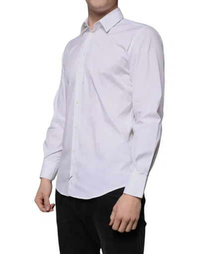 Pre-owned Dolce & Gabbana White Cotton Slim Fit Men Martini Dress Men's Shirt ()