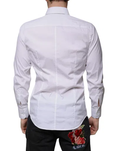 Pre-owned Dolce & Gabbana White Cotton Slim Fit Men Martini Dress Men's Shirt ()
