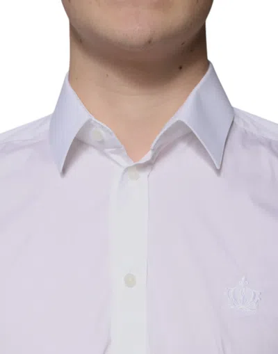 Pre-owned Dolce & Gabbana White Cotton Slim Fit Men Martini Dress Men's Shirt ()