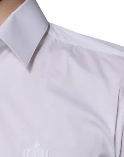 Pre-owned Dolce & Gabbana White Cotton Slim Fit Men Martini Dress Men's Shirt ()