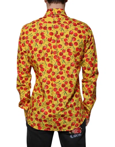 Dolce & Gabbana Yellow Cherry Cotton Martini Dress Shirt In Yellow