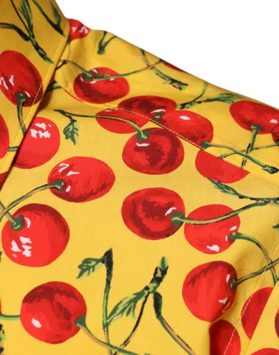 Dolce & Gabbana Yellow Cherry Cotton Martini Dress Shirt In Yellow