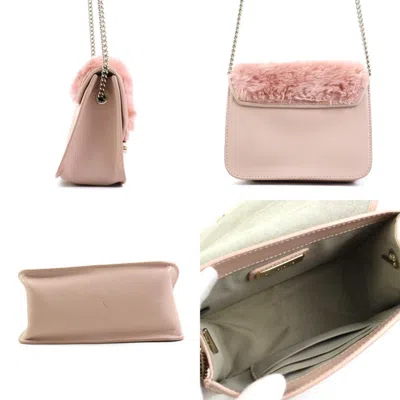 Pre-owned Furla Pink Fur Leather Shoulder Bag ()