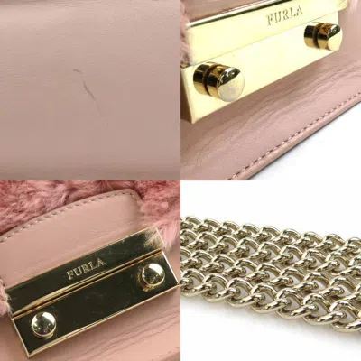 Pre-owned Furla Pink Fur Leather Shoulder Bag ()