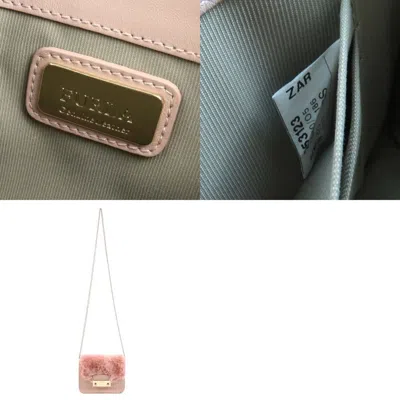 Pre-owned Furla Pink Fur Leather Shoulder Bag ()