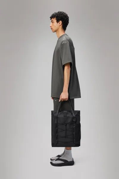 Rains Trail Rolltop Tote Bag In Black