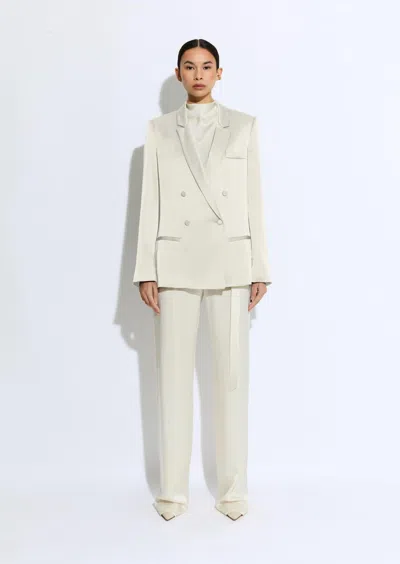 Lapointe Satin Double Breasted Blazer In Cream