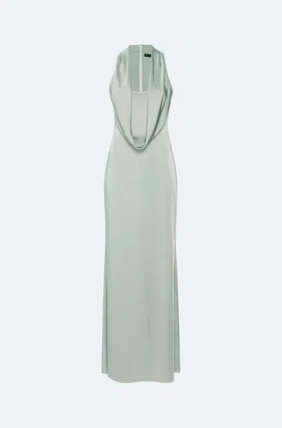 Lapointe Lightweight Satin Cowl Neck Gown In Jade