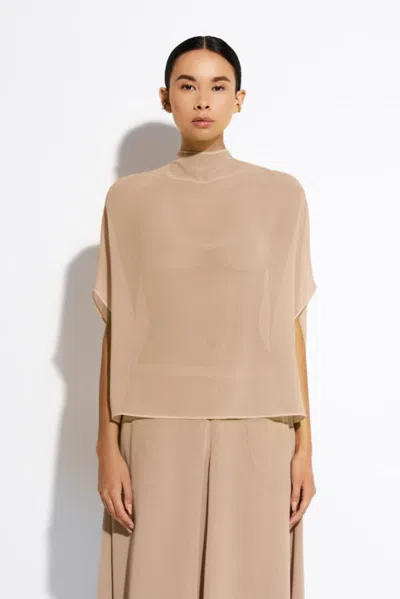Lapointe Lightweight Georgette Cape Tee In Oat