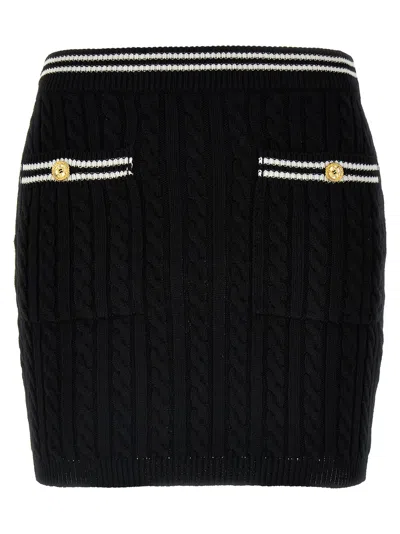 Alessandra Rich Womens Black Cable-knit Slim-fit Cotton Mini Skirt