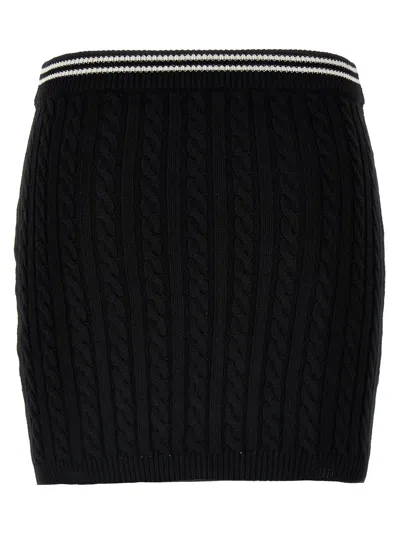 Alessandra Rich Womens Black Cable-knit Slim-fit Cotton Mini Skirt