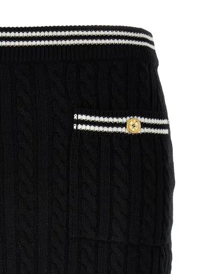 Alessandra Rich Womens Black Cable-knit Slim-fit Cotton Mini Skirt