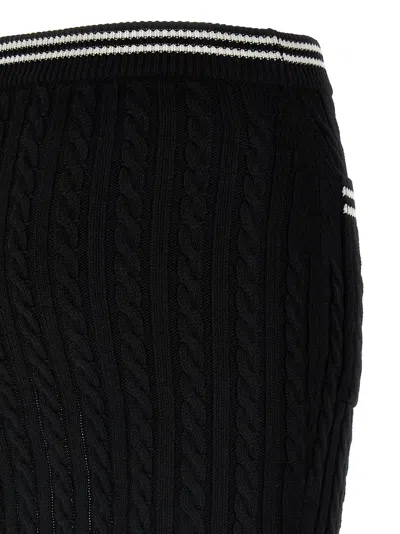 Alessandra Rich Womens Black Cable-knit Slim-fit Cotton Mini Skirt