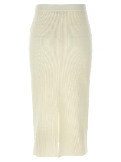 Alessandra Rich Ribbed High Waist Midi Skirt With Back Slit