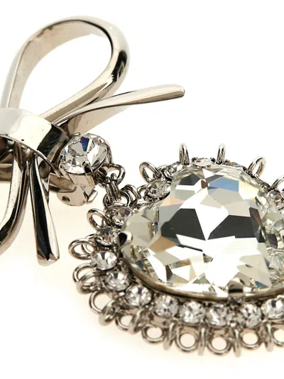 Alessandra Rich Heart-shaped Drop Earrings Crystal Embellishments