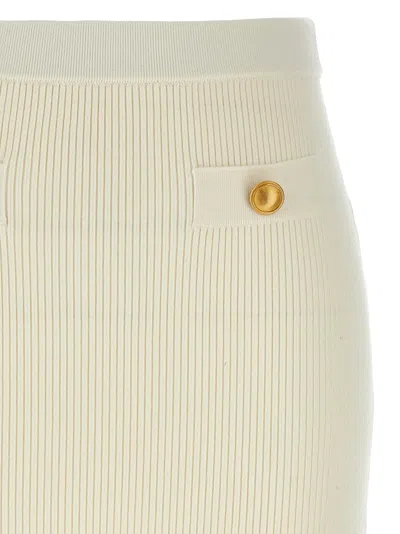 Alessandra Rich Ribbed High Waist Midi Skirt With Back Slit