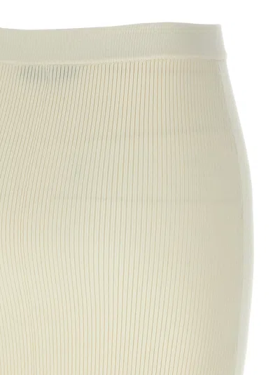 Alessandra Rich Ribbed High Waist Midi Skirt With Back Slit