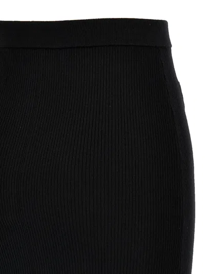 Alessandra Rich Ribbed Texture Midi Skirt With Front Slit