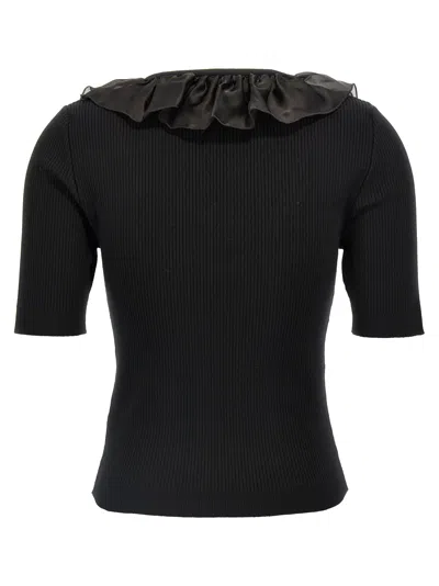 Alessandra Rich T-shirt With Ruffle And Bow Detail
