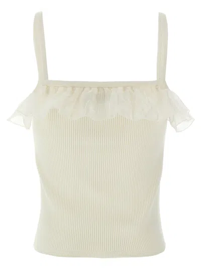 Alessandra Rich Ruffle Top Tops White