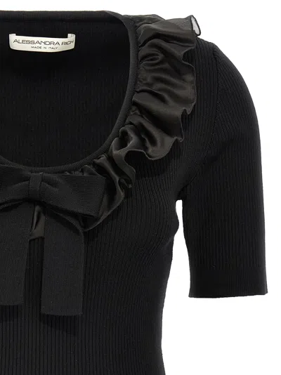 Alessandra Rich T-shirt With Ruffle And Bow Detail
