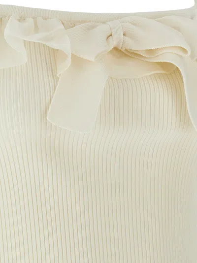 Alessandra Rich Ruffle Top Tops White
