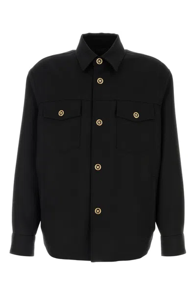 Versace Gabardine Shirt With Chest Pockets And Cuffed Sleeves