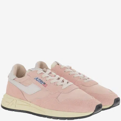 Autry Reelwind Low Nylon And Leather Craquele Pepper And White Sneakers